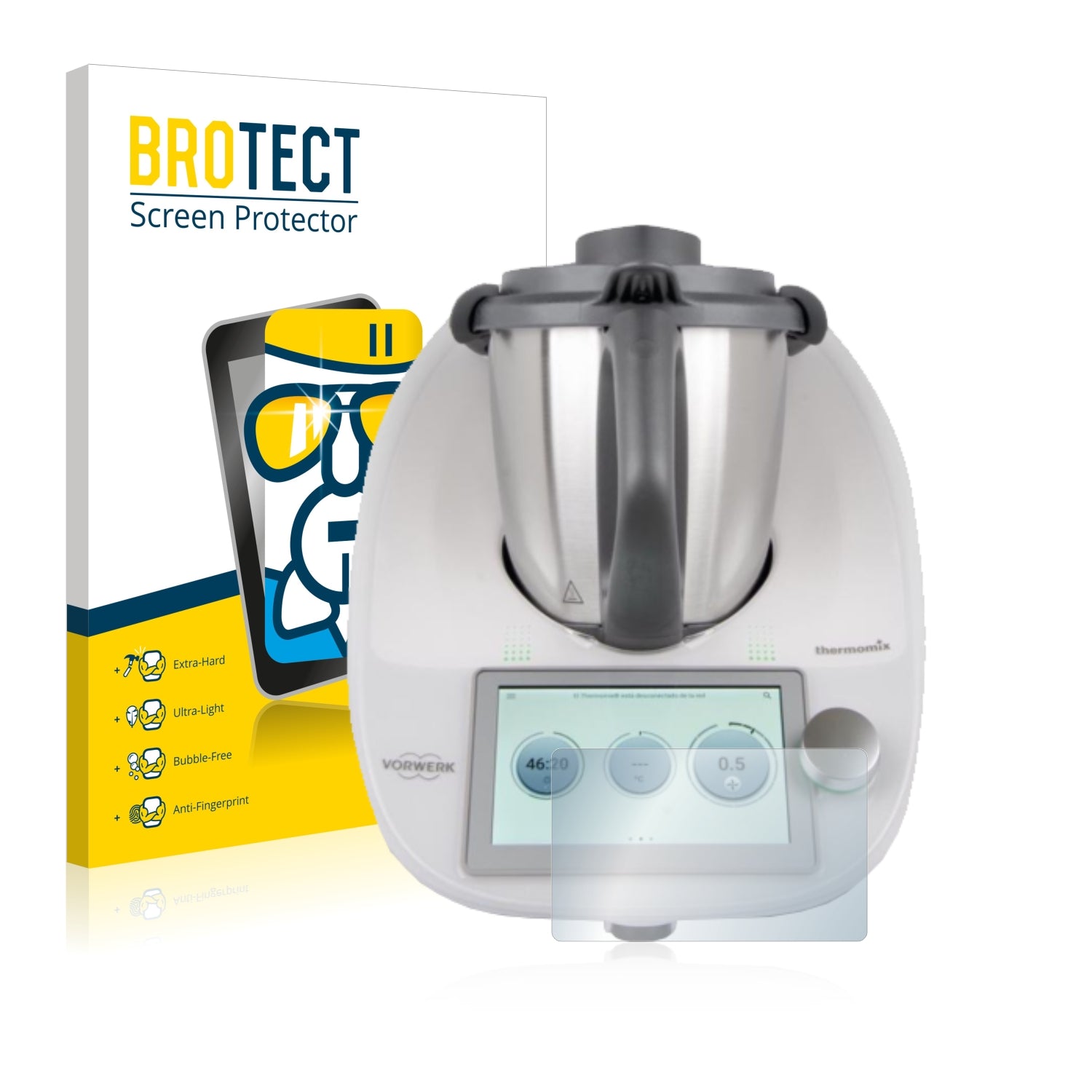 BROTECT Glas Screen Protector voor Vorwerk Thermomix Friend Schermbeschermer [9H Hardheid, Beschermglas-Folie niet Gehard Glas BROTECT Glas Screen Protector voor Vorwerk Thermomix Friend Schermbeschermer [9H Hardheid, Beschermglas-Folie niet Gehard Glas