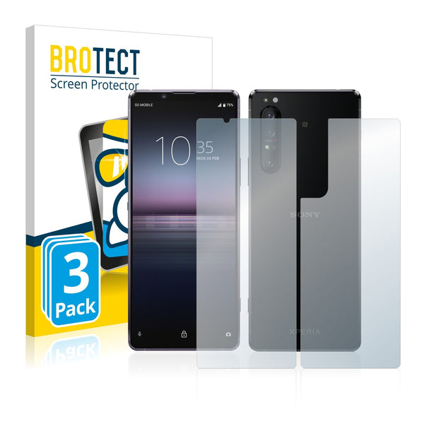 3x BROTECT AirGlass Glass Screen Protector for Sony Xperia 1 II (Front + Back)