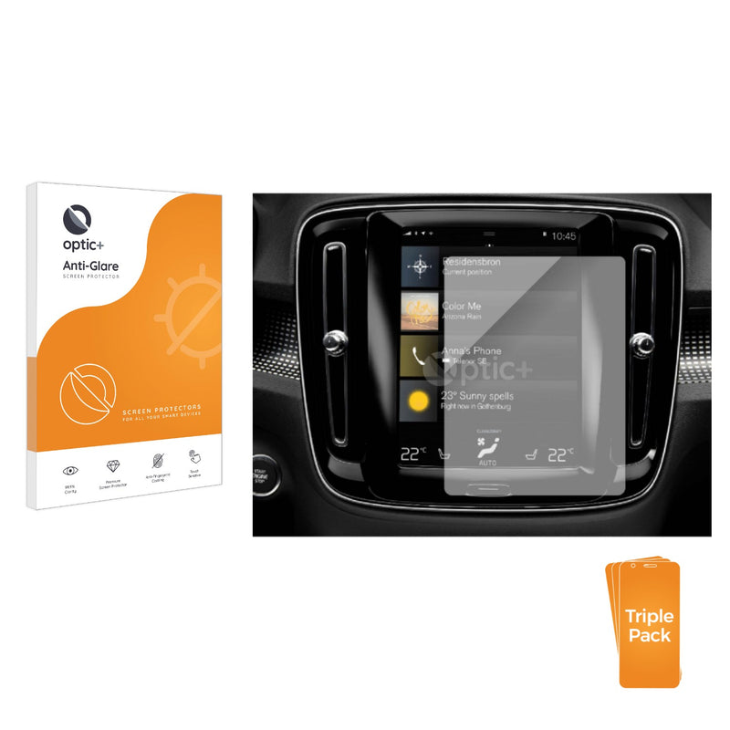 3pk Optic+ Anti-Glare Screen Protectors for Volvo XC40 Sensus (8.7)