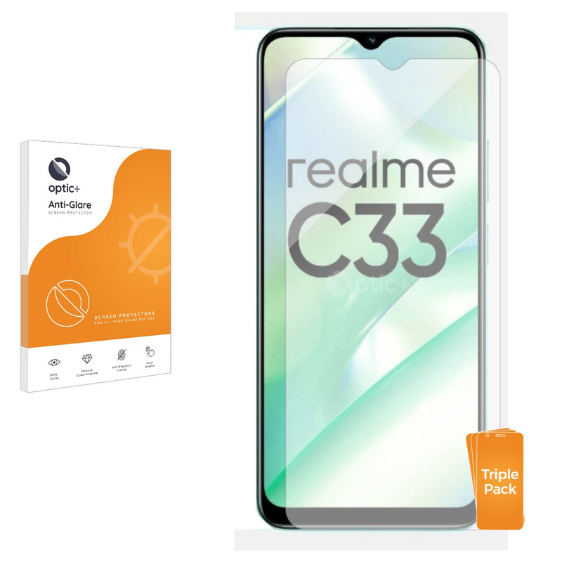 3pk Optic+ Anti-Glare Screen Protectors for realme C33 2023