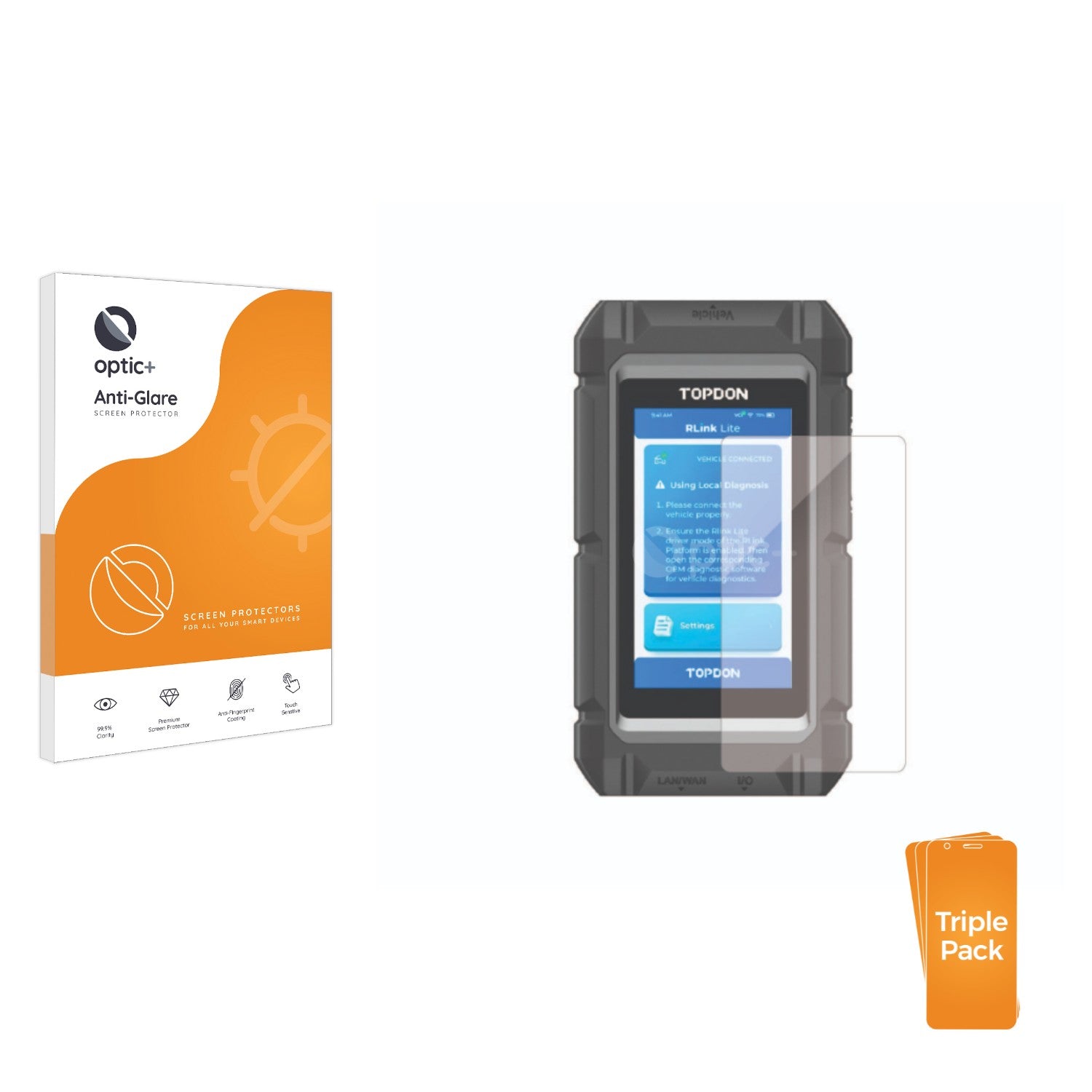 3pk Optic+ Anti-Glare Screen Protectors for Topdon Rlink Lite ...