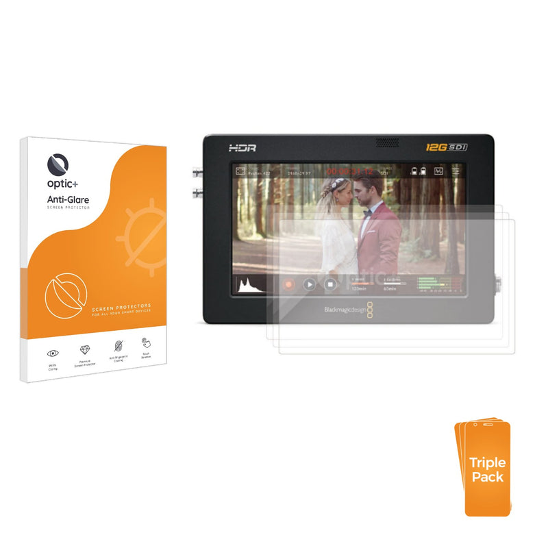 3-pack of Anti-Glare Screen Protectors for Blackmagic Video Assist 5 12G HDR