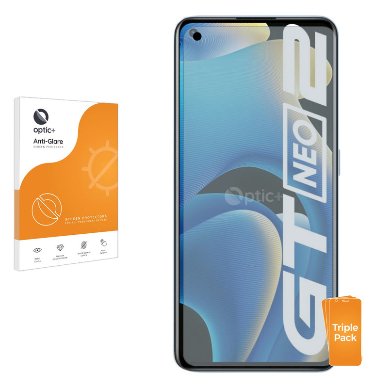 3pk Optic+ Anti-Glare Screen Protectors for Realme GT Neo 2