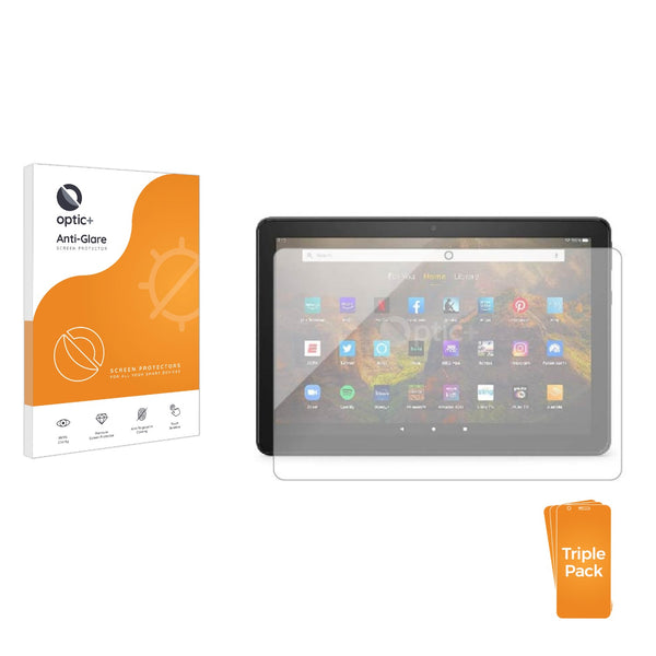 3pk Optic+ Anti-Glare Screen Protectors for Amazon Fire HD 10 2021 (11th Generation)