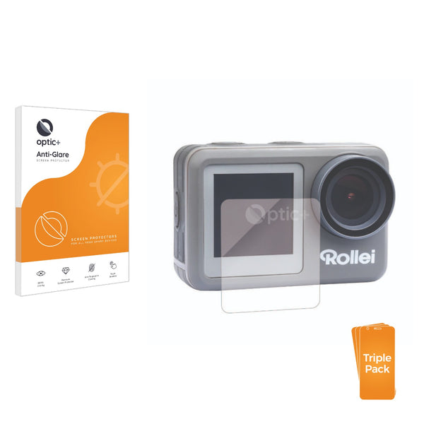 3pk Optic+ Anti-Glare Screen Protectors for Rollei Actioncam 9s Plus