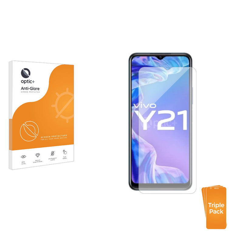 3pk Optic+ Anti-Glare Screen Protectors for Vivo Y21e