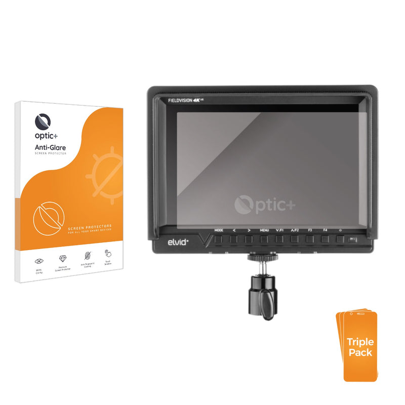 3pk Optic+ Anti-Glare Screen Protectors for Elvid FieldVision 4KV2 7" On-Camera Monitor