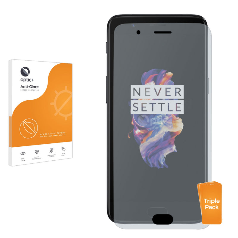 3pk Optic+ Anti-Glare Screen Protectors for OnePlus 5