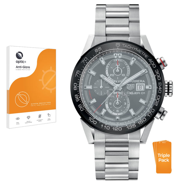 3pk Optic+ Anti-Glare Screen Protectors for TAG Heuer Carrera (45 mm)