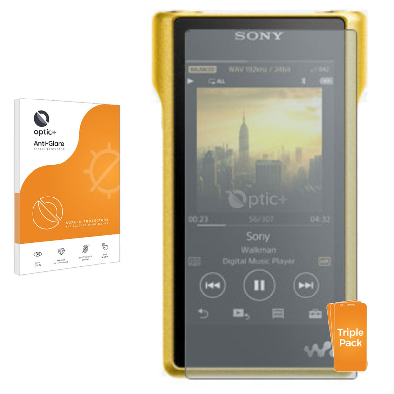 3pk Optic+ Anti-Glare Screen Protectors for Sony Premium Walkman NW-WM1Z