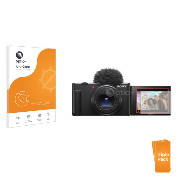 3pk Optic+ Anti-Glare Screen Protectors for Sony ZV-1 II Vlog Camera