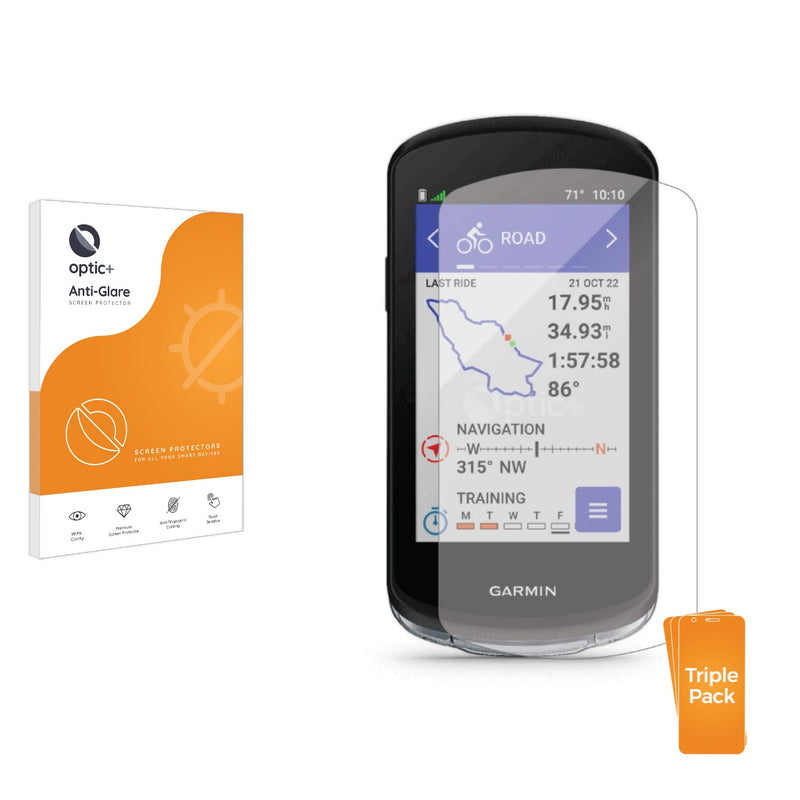 3pk Optic+ Anti-Glare Screen Protectors for Garmin Edge 1040