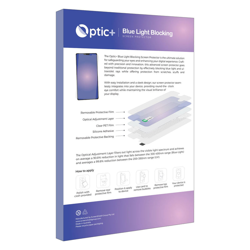 Optic+ Blue Light Blocking Screen Protector for Doogee V Max Plus