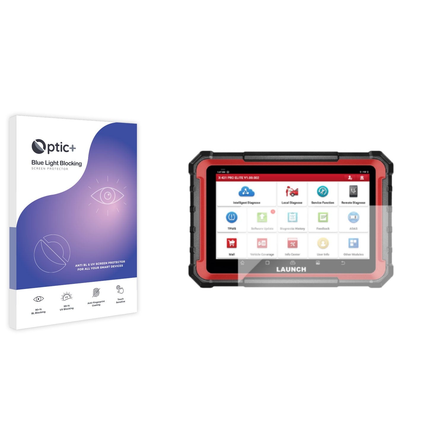 Optic+ Blue Light Blocking Screen Protector for Launch X431 V + Pro 5.0 ...