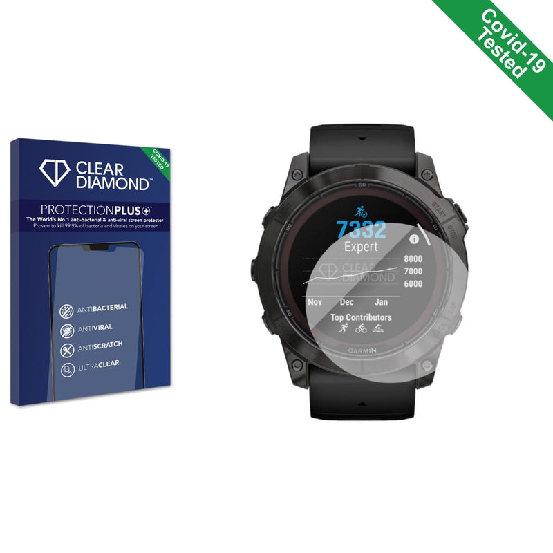 Clear Diamond Anti-viral Screen Protector for Garmin Fenix 7X Pro Solar (51 mm)