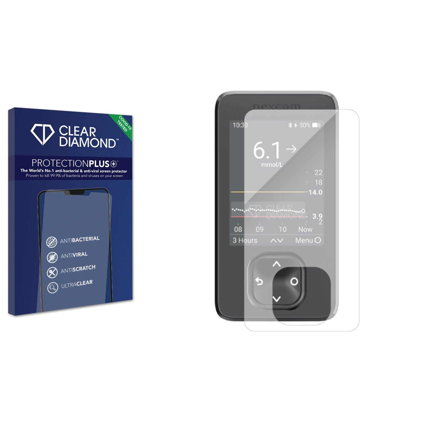 Clear Diamond Anti-viral Screen Protector for Dexcom G7 CGM - ScreenShield