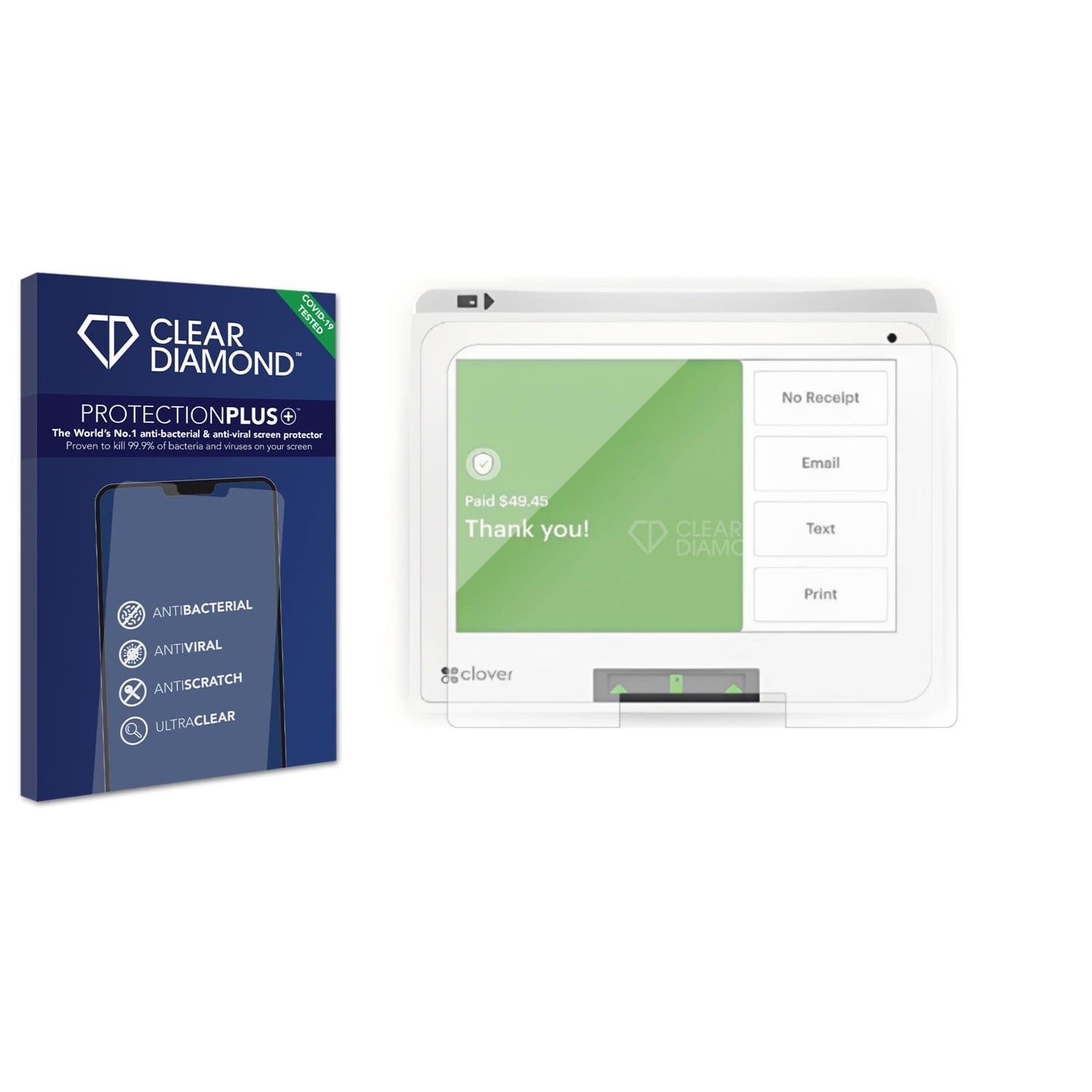 Clear Diamond Anti-viral Screen Protector for Clover Mini Terminal 3 ...