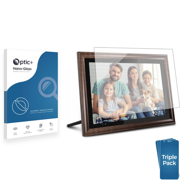 3pk Optic+ Nano Glass Screen Protectors for Aeezo WiFi 10.1" Digital Photo Frame