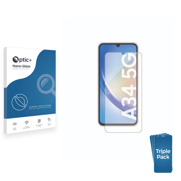 3pk Optic+ Nano Glass Screen Protectors for Samsung Galaxy A34 5G