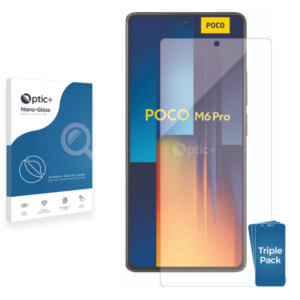 3pk Optic+ Nano Glass Screen Protectors for Xiaomi Poco M6 Pro 5G