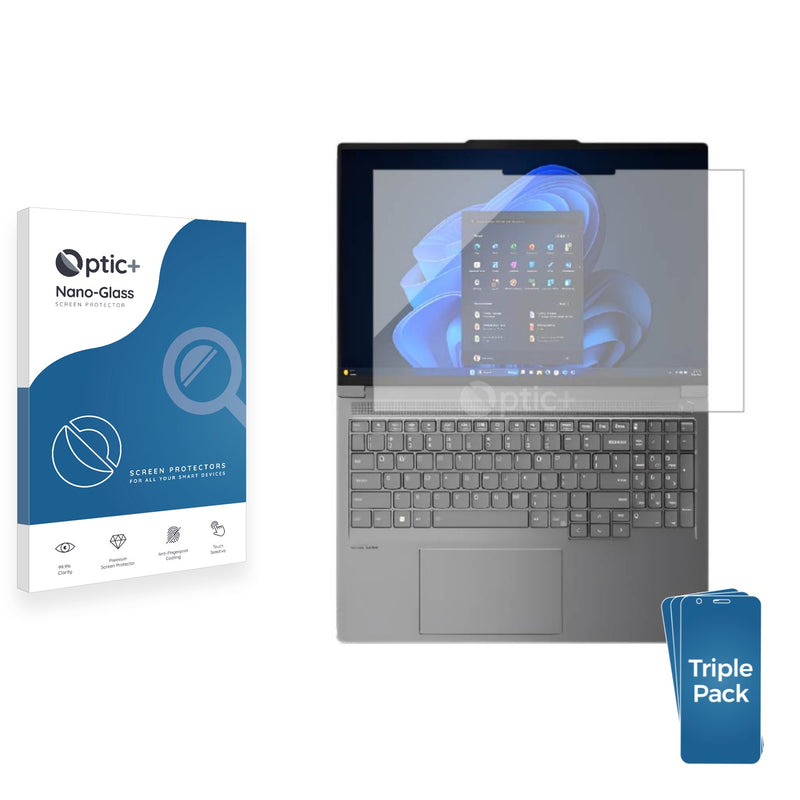 3pk Optic+ Nano Glass Screen Protectors for Lenovo ThinkBook 16p Gen 5