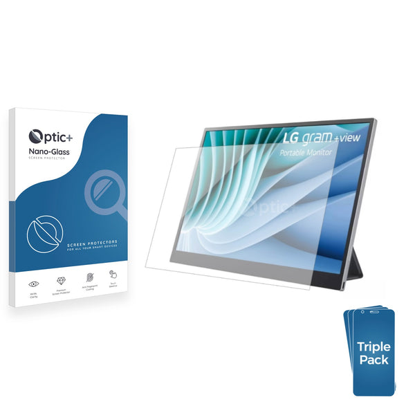 3pk Optic+ Nano Glass Screen Protectors for LG gram +view 16MR70 Portabe Monitor