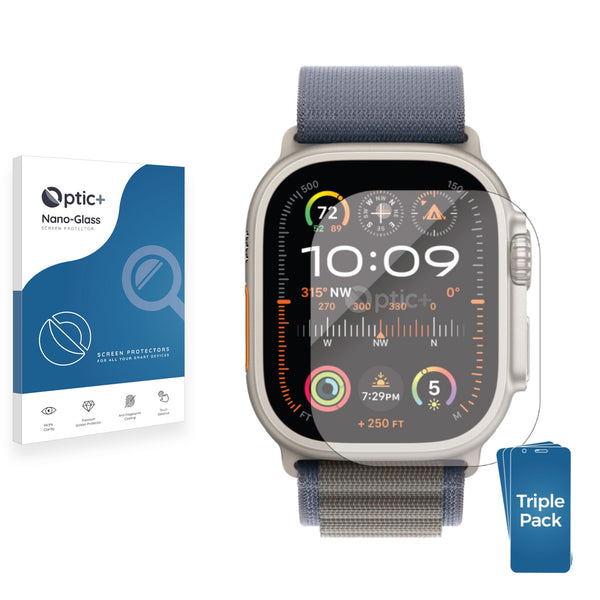 3pk Optic+ Nano Glass Screen Protectors for Apple Watch Ultra 2