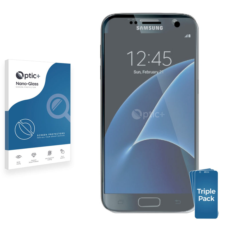 3pk Optic+ Nano Glass Screen Protectors for Samsung Galaxy S7