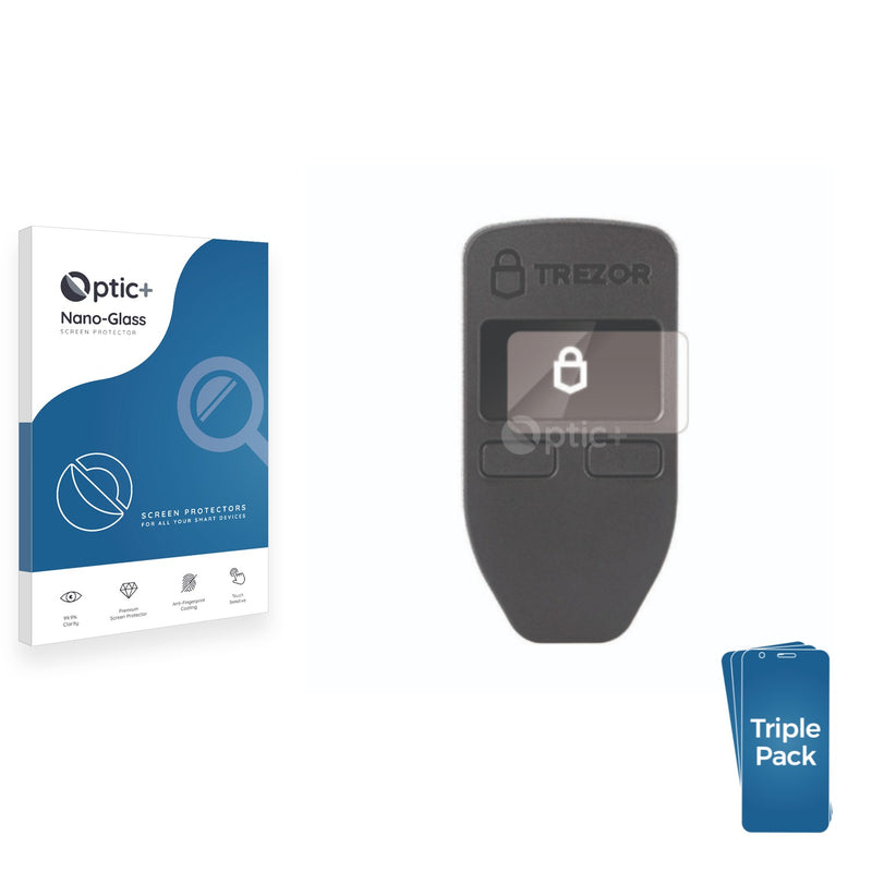 3pk Optic+ Nano Glass Screen Protectors for Trezor Model One