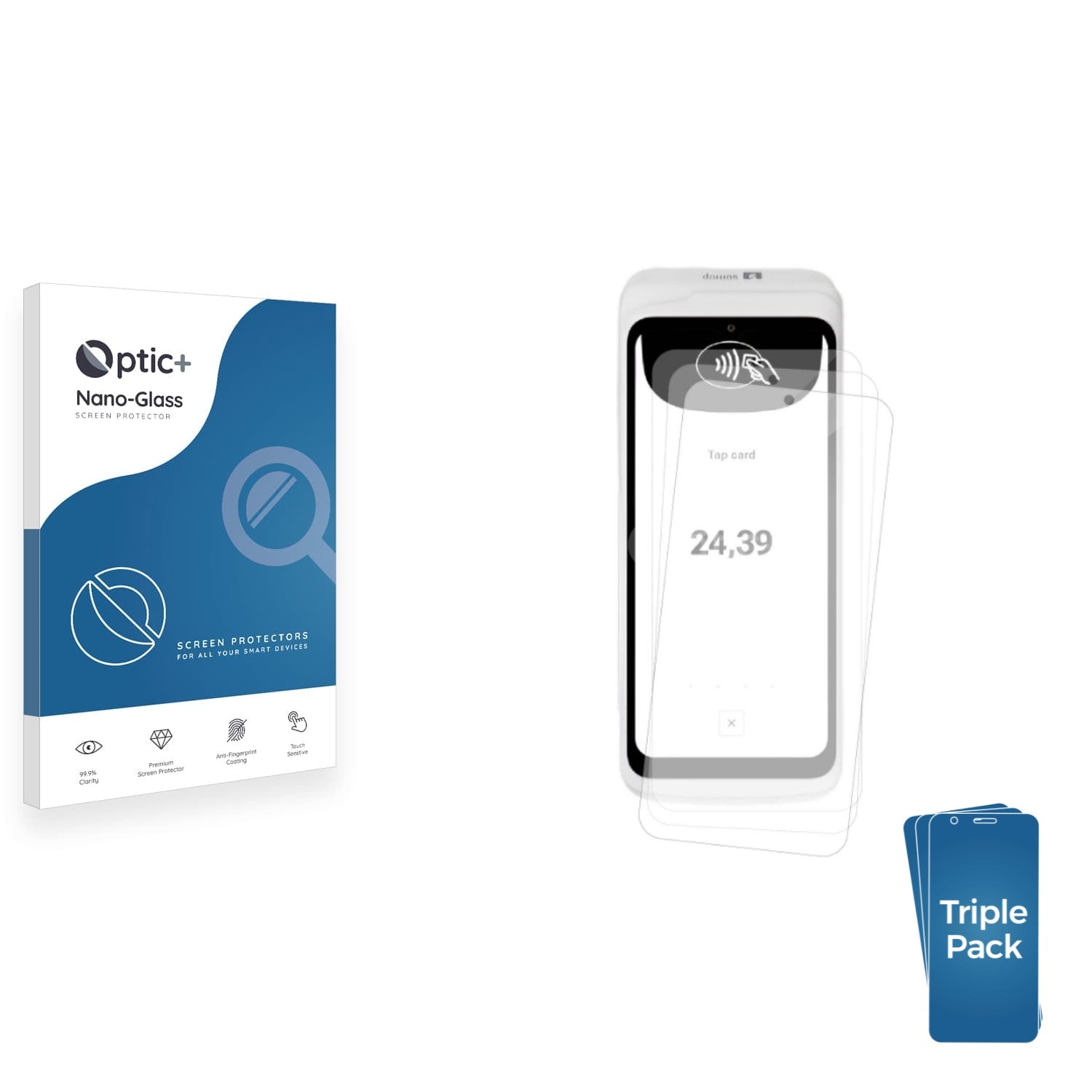 3pk Optic+ Nano Glass Screen Protectors for SumUp Terminal - ScreenShield