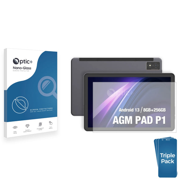 3pk Optic+ Nano Glass Screen Protectors for AGM Pad P1