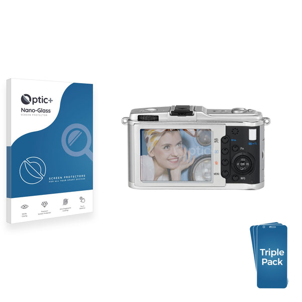 3pk Optic+ Nano Glass Screen Protectors for Olympus PEN E-P1