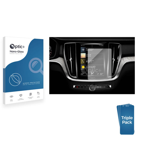 3pk Optic+ Nano Glass Screen Protectors for Volvo Sensus Connect V60