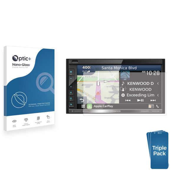3pk Optic+ Nano Glass Screen Protectors for Kenwood DNR476S