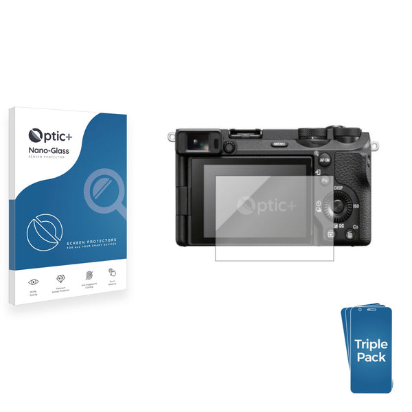 3pk Optic+ Nano Glass Screen Protectors for Sony Alpha 6700