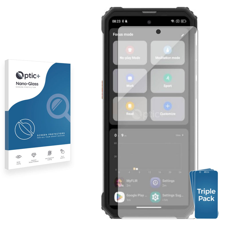 3pk Optic+ Nano Glass Screen Protectors for Blackview BV8900