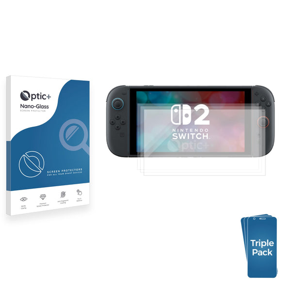 3-pack of Nano Glass screen protectors for Nintendo Switch 2