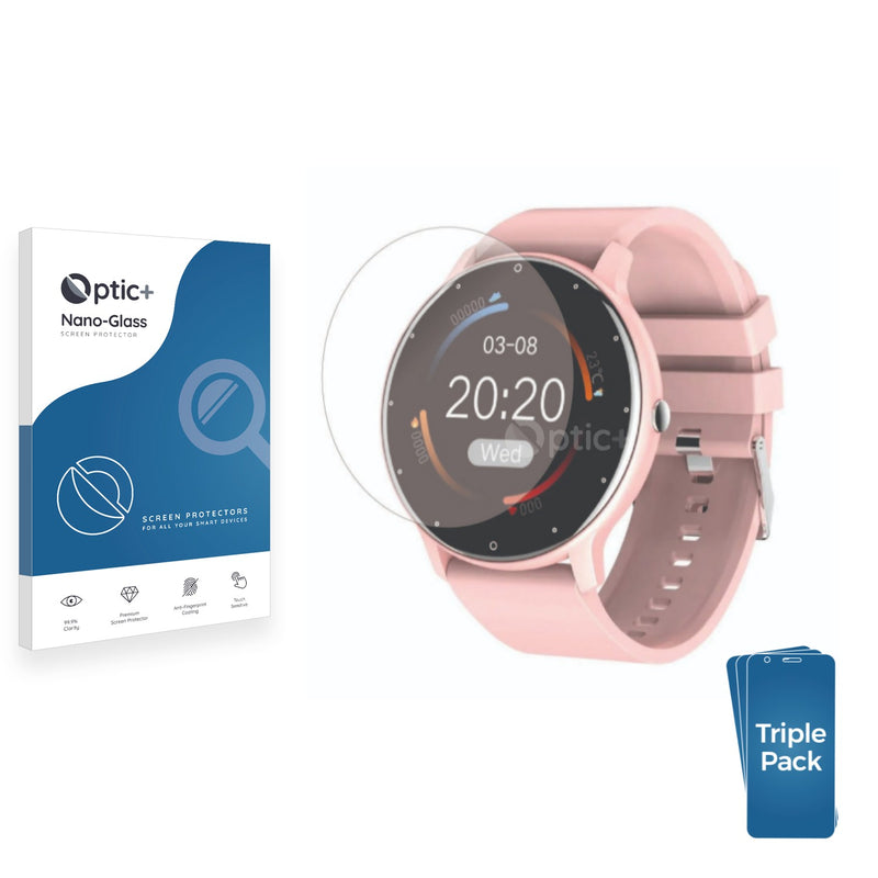 3pk Optic+ Nano Glass Screen Protectors for walkbee Smartwatch 1.3" (Round)