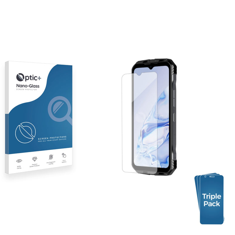 3pk Optic+ Nano Glass Screen Protectors for Doogee S100 Pro