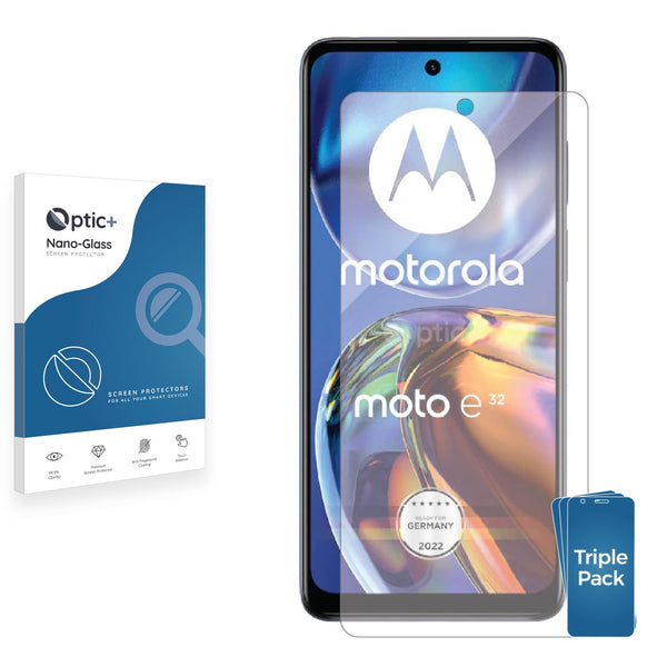 3pk Optic+ Nano Glass Screen Protectors for Motorola Moto E32s