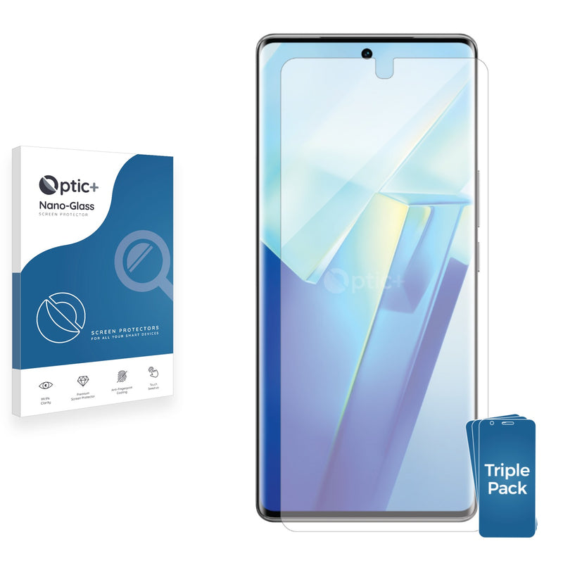 3pk Optic+ Nano Glass Screen Protectors for Vivo T2 Pro