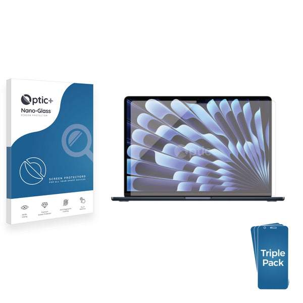 3pk Optic+ Nano Glass Screen Protectors for Apple MacBook Air 15" M3 2024