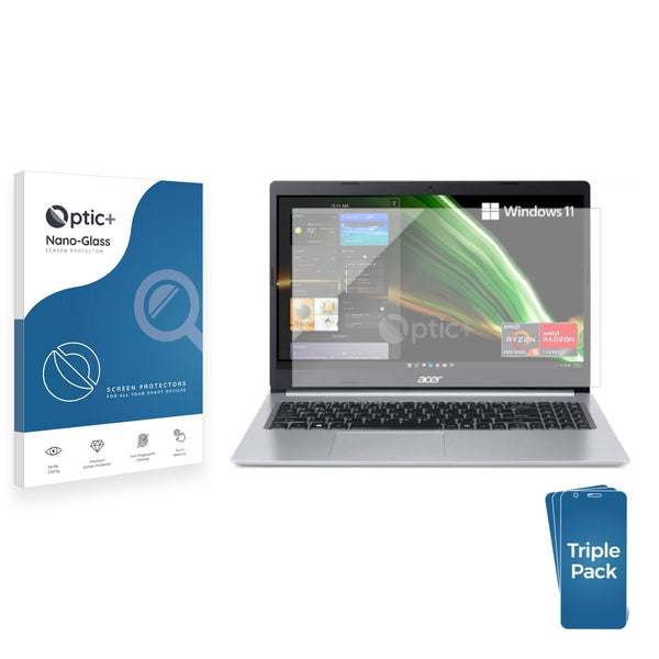 3pk Optic+ Nano Glass Screen Protectors for Acer Aspire 5 A515-45