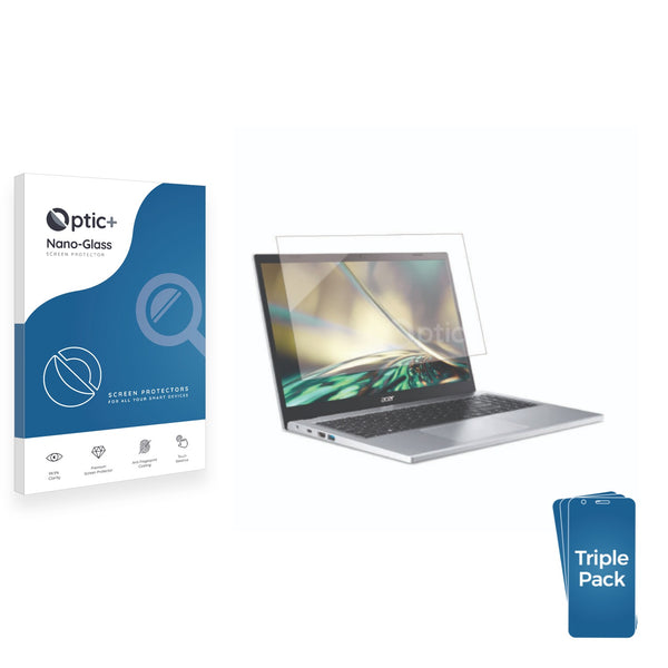 3pk Optic+ Nano Glass Screen Protectors for Acer Aspire 3 A315-44