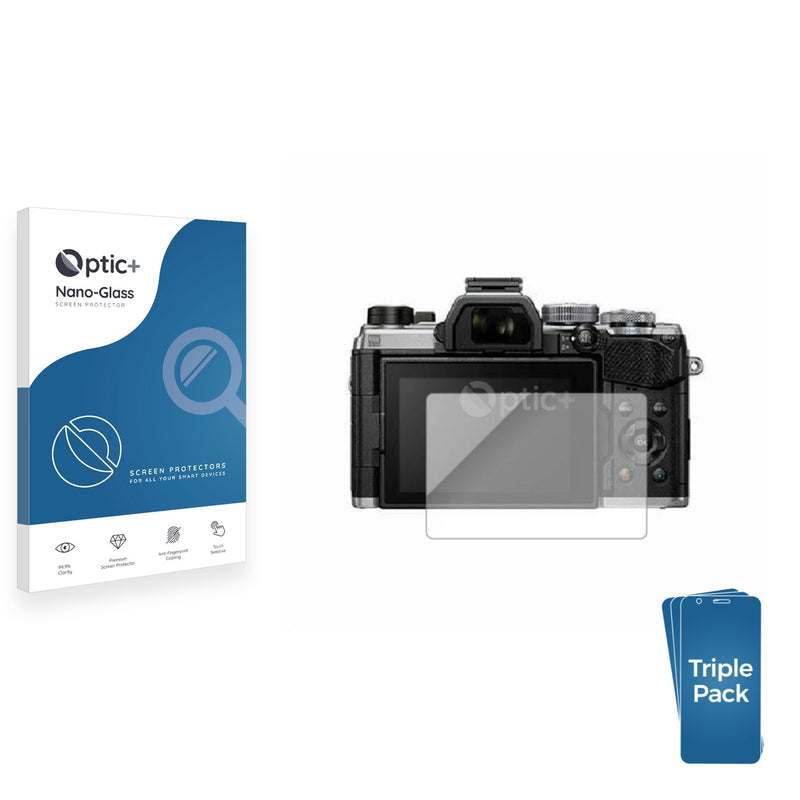 3pk Optic+ Nano Glass Screen Protectors for Olympus OM System OM-5