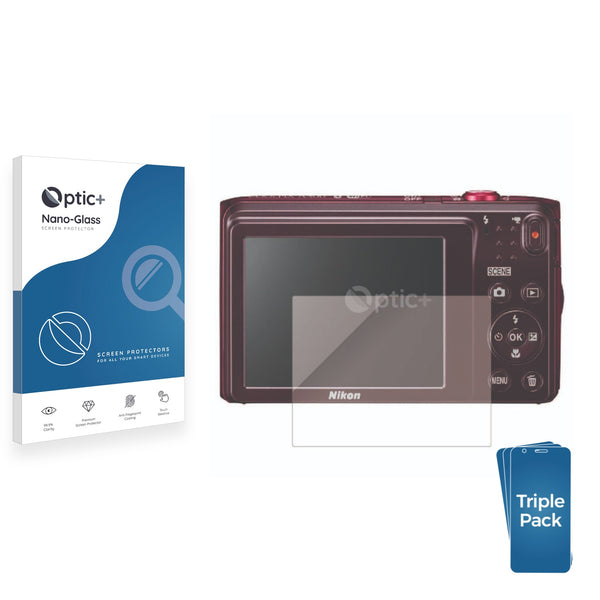 3pk Optic+ Nano Glass Screen Protectors for Nikon Coolpix L28