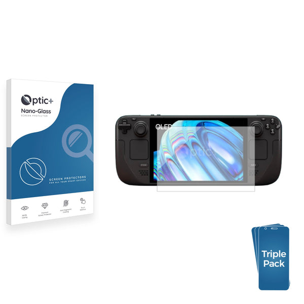 3pk Optic+ Nano Glass Screen Protectors for Valve Steam Deck OLED
