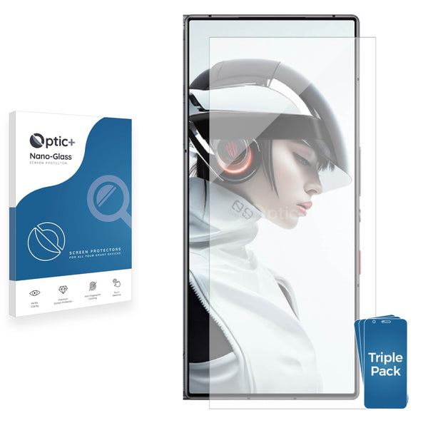 3pk Optic+ Nano Glass Screen Protectors for ZTE Nubia Red Magic 9 Pro