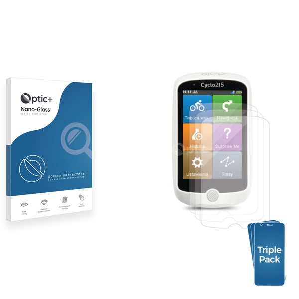 3-pack of Nano Glass screen protectors for Mio Cyclo 215 HC