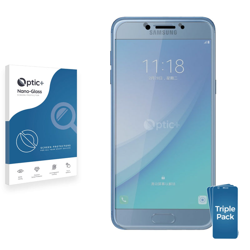 3pk Optic+ Nano Glass Screen Protectors for Samsung Galaxy C5 Pro